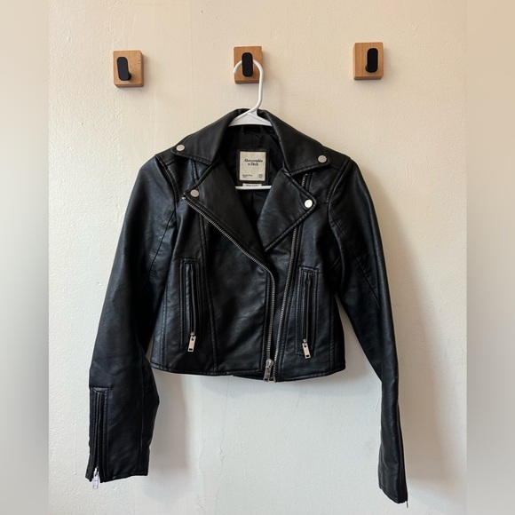 Abercrombie Vegan Leather Motorcycle Biker Jacket 2XS extra extra small - Picture 2 of 8